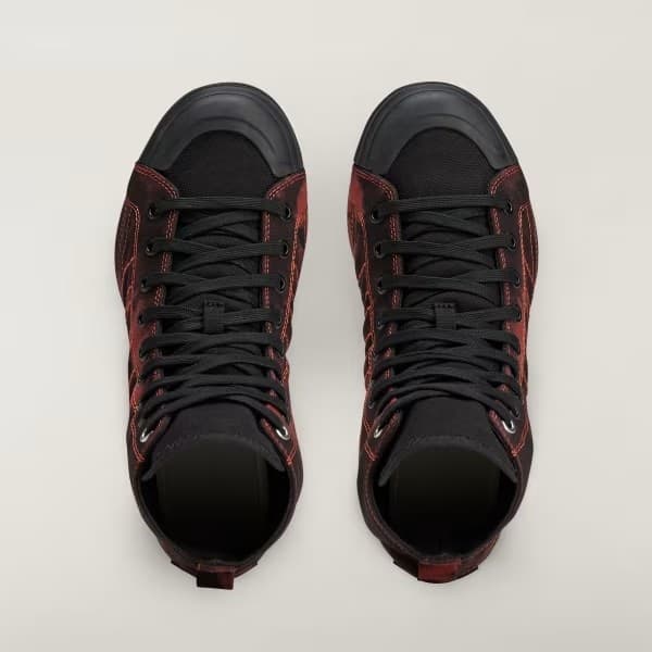 Y3 ADIDAS Y-3 Adidas Nizza Hi Sneakers Unisex Nere e Arancio in Canvas - 5