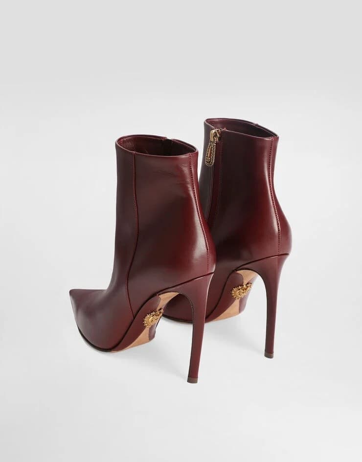 Dolce &amp; Gabbana  Desire Stivaletti Donna Bordeaux in Pelle con Tacco - 2