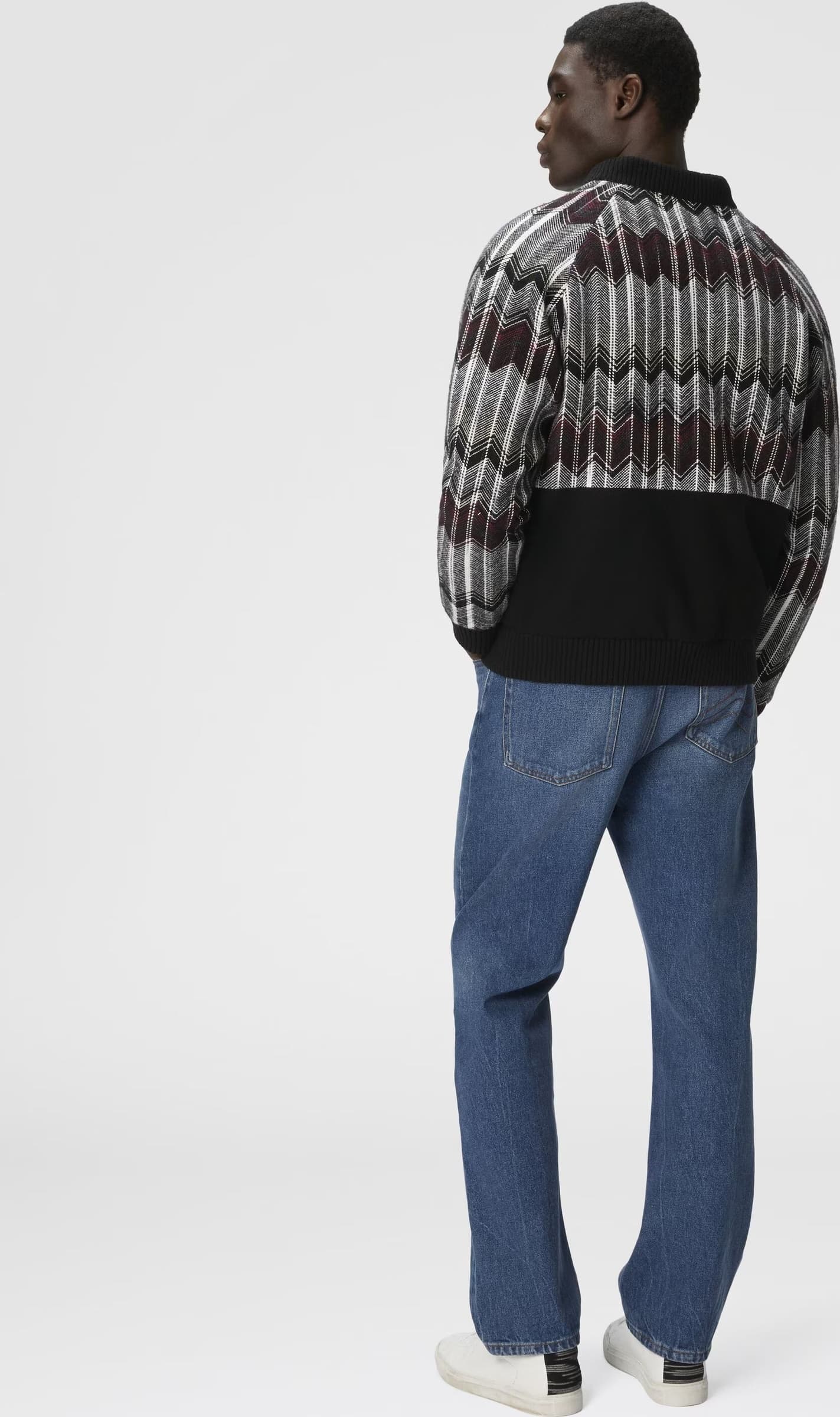 MISSONI Missoni Bomber Uomo Beige e Bordeaux in Misto Lana con Motivo Zigzag - 2