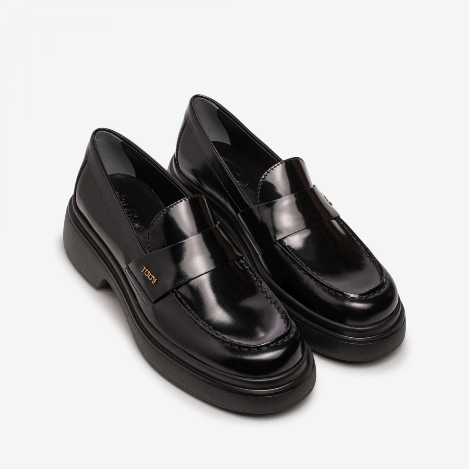 Tod's  Mocassini Donna Neri in Pelle Spazzolata con Suola Chunky - 2