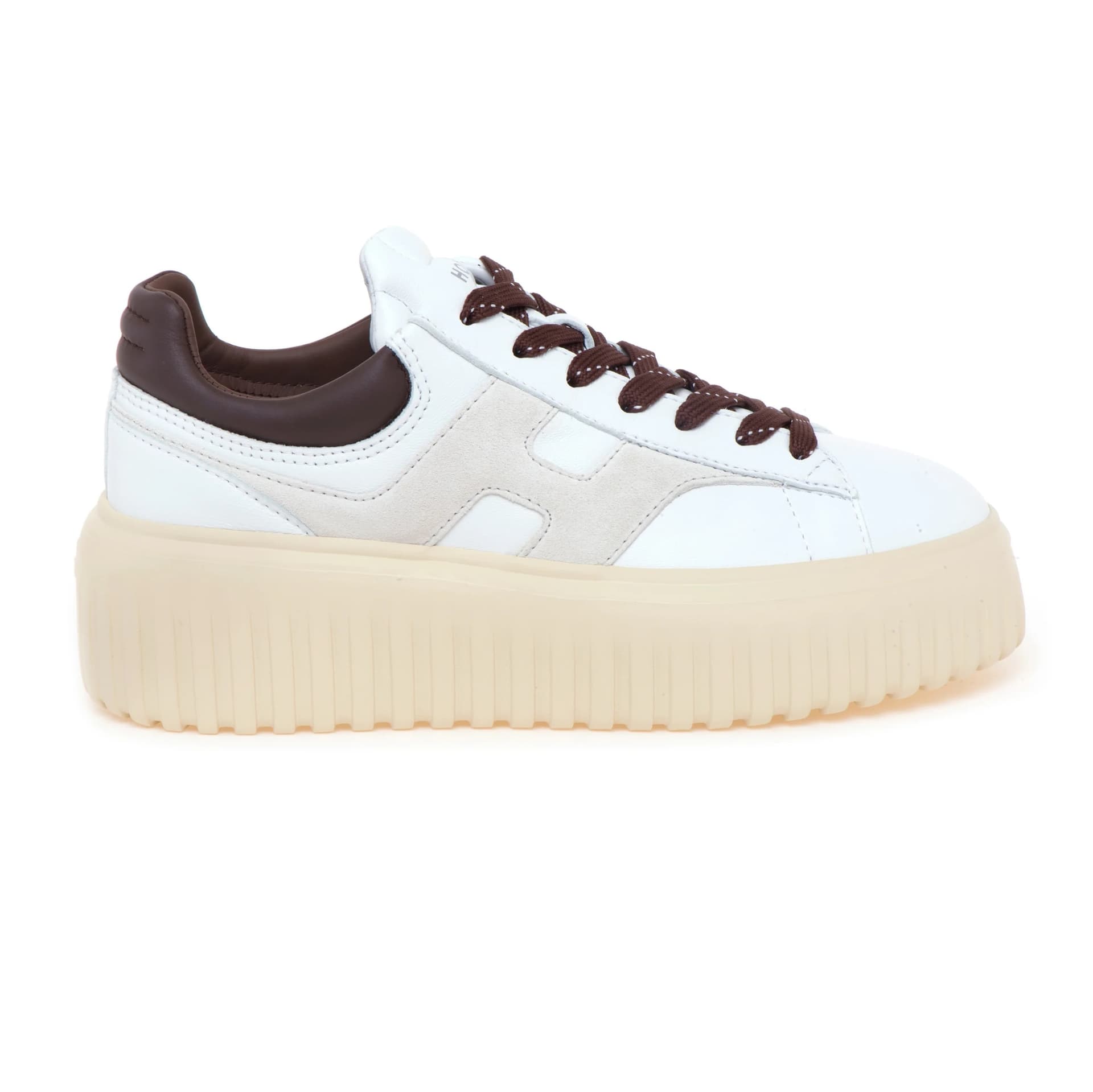 Hogan  Sneakers Donna H-Stripes Platform Bianche in Pelle e Suede