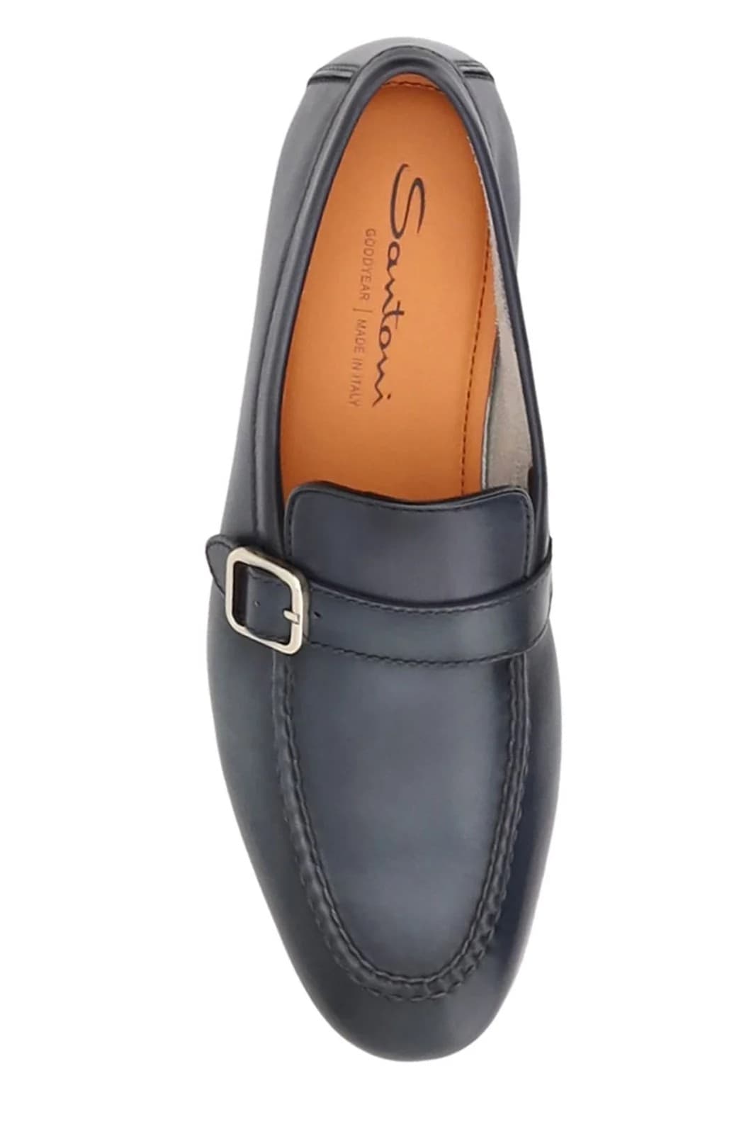 Santoni  Mocassini Uomo Blu in Pelle di Vitello con Fibbia - 2