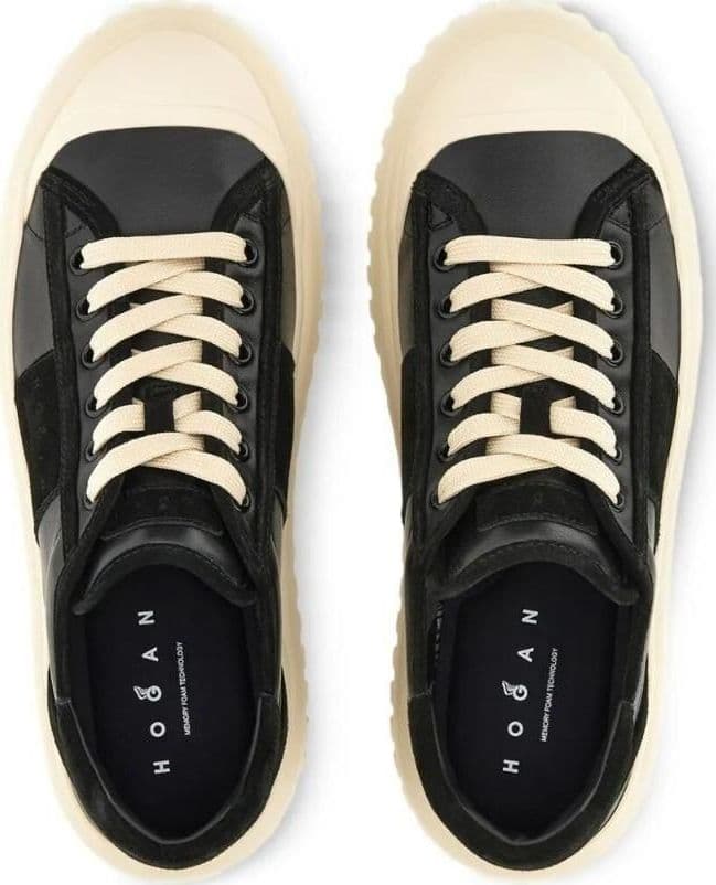 Hogan  H-Stripes Sneakers Donna Nere in Pelle e Camoscio - 4