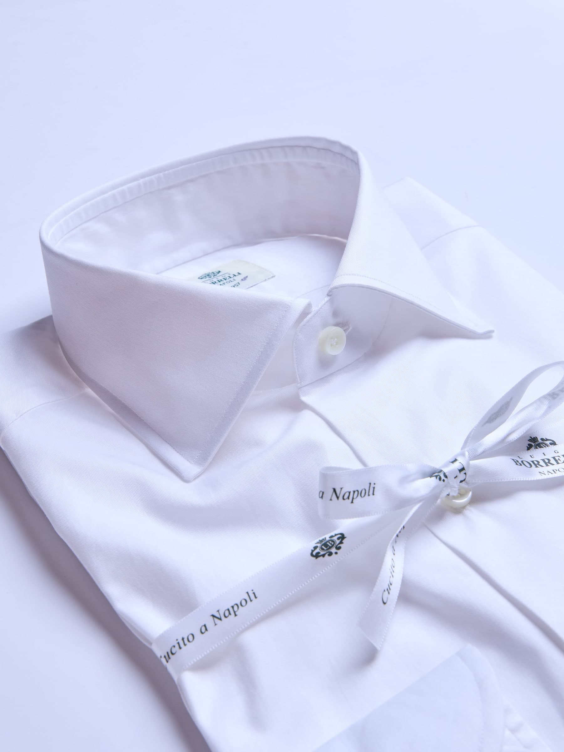 LUIGI BORRELLI NAPOLI Luigi Borrelli Napoli Camicia Uomo Bianca in Twill di Cotone - 2