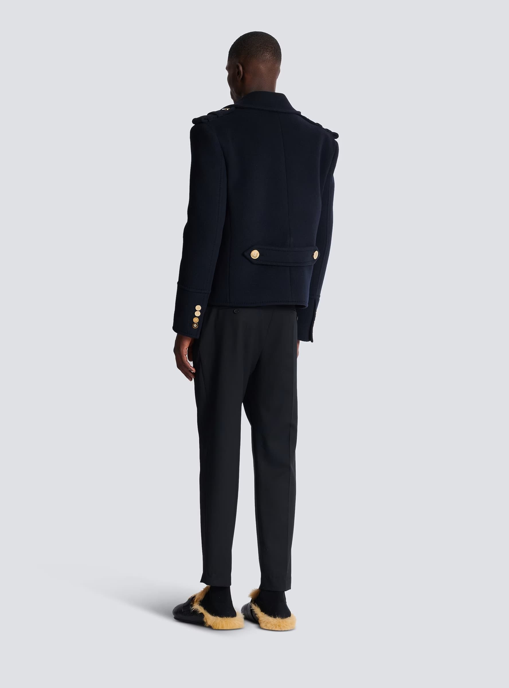 BALMAIN Balmain Caban Corto Doppiopetto in Lana e Cashmere Blu Uomo - 2