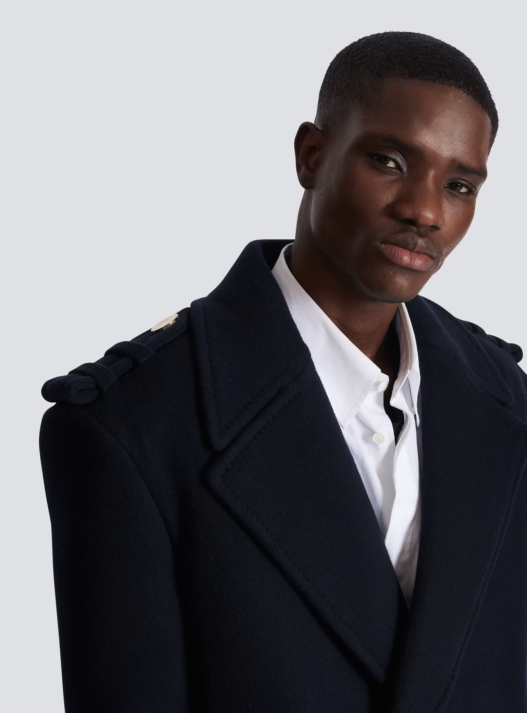 BALMAIN Balmain Caban Corto Doppiopetto in Lana e Cashmere Blu Uomo - 5