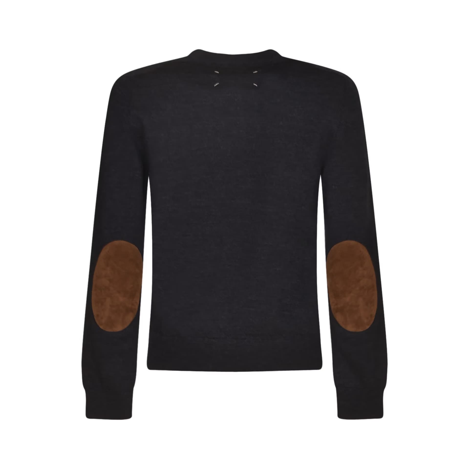 Maison Margiela  Maglione Girocollo Uomo Marrone in Lana con Patch sui Gomiti - 4