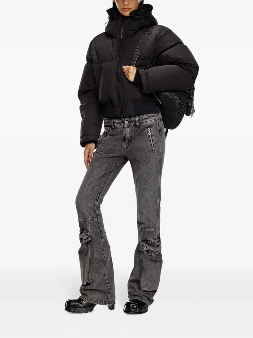 DIESEL Diesel W-Peyt-Short-New-P1 Piumino Donna Nero con Cappuccio - 2
