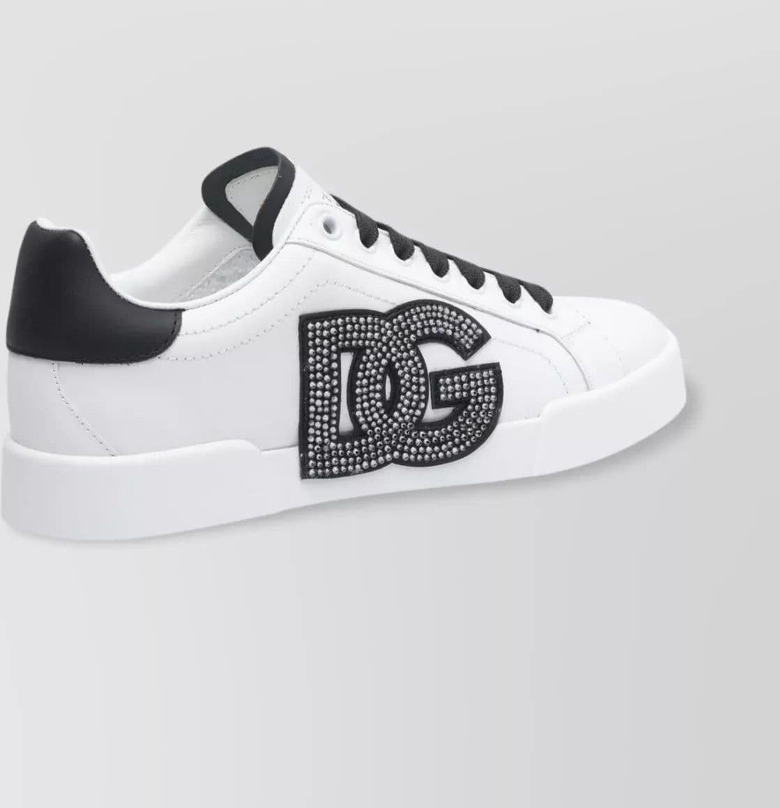 Dolce &amp; Gabbana olce &amp; Gabbana Portofino Sneakers Donna Bianche in Pelle con Cristalli - 4
