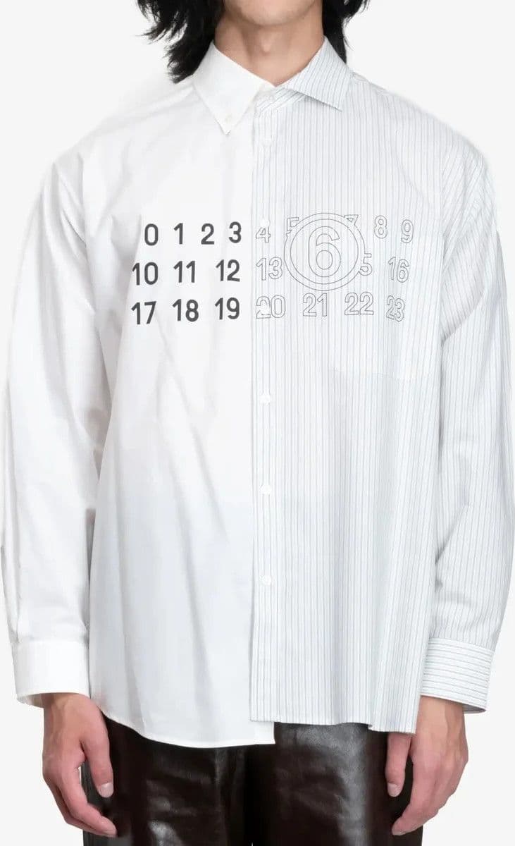 MM6 Maison Margiela  Camicia Uomo Bianca Patchwork in Cotone