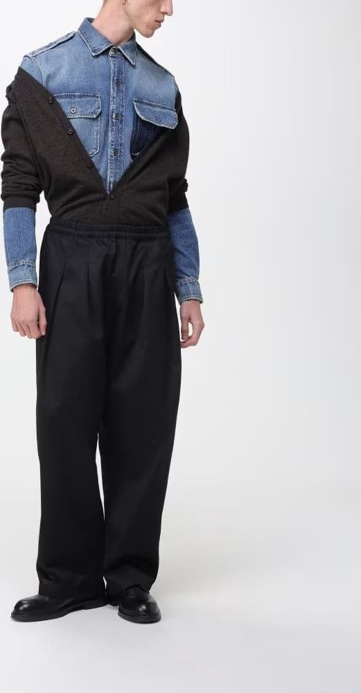 Maison Margiela  Cardigan Uomo Marrone in Lana con Patch sui Gomiti