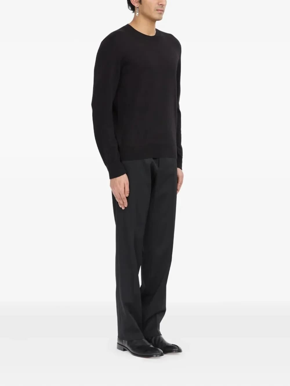 MM6 Maison Margiela  Maglione Girocollo Uomo Nero in Lana Vergine
