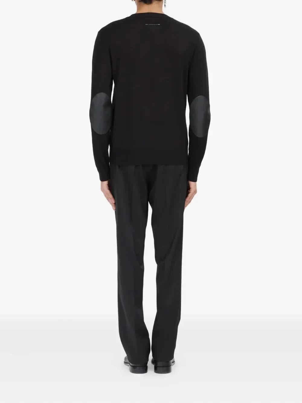 MM6 Maison Margiela  Maglione Girocollo Uomo Nero in Lana Vergine - 2