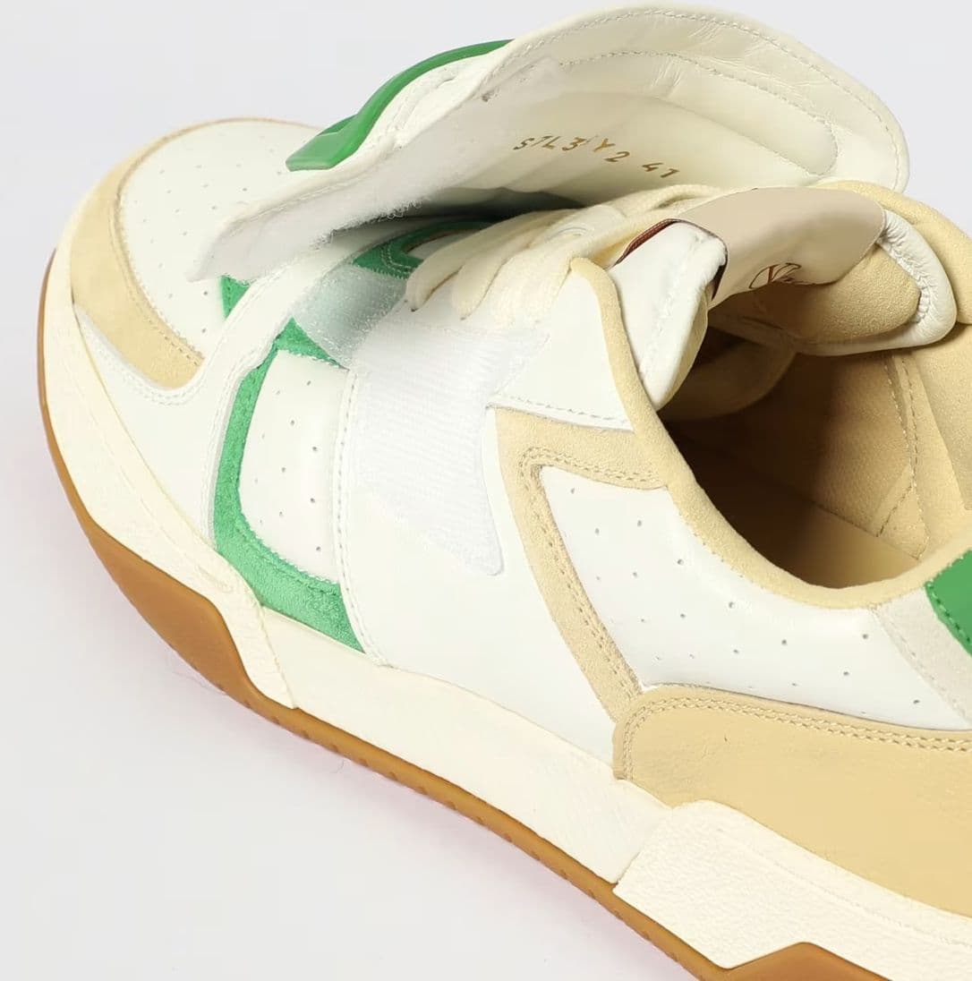 Valentino Garavani  Joie de Jouer Sneakers Uomo Bianche Beige e Verdi in Pelle - 4