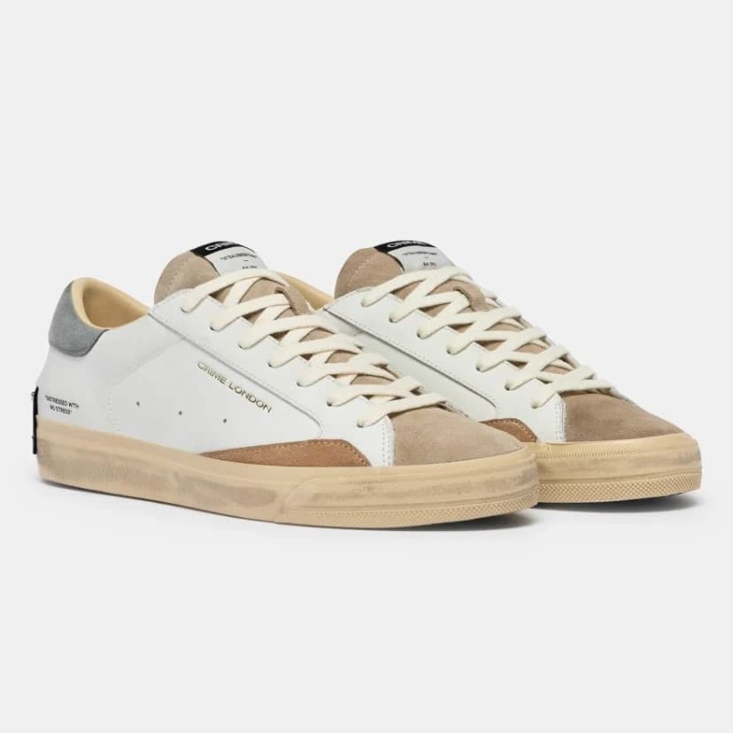 Crime London  Sneakers Uomo in Pelle Bianca con Dettagli Vintage - 19050PP8-10