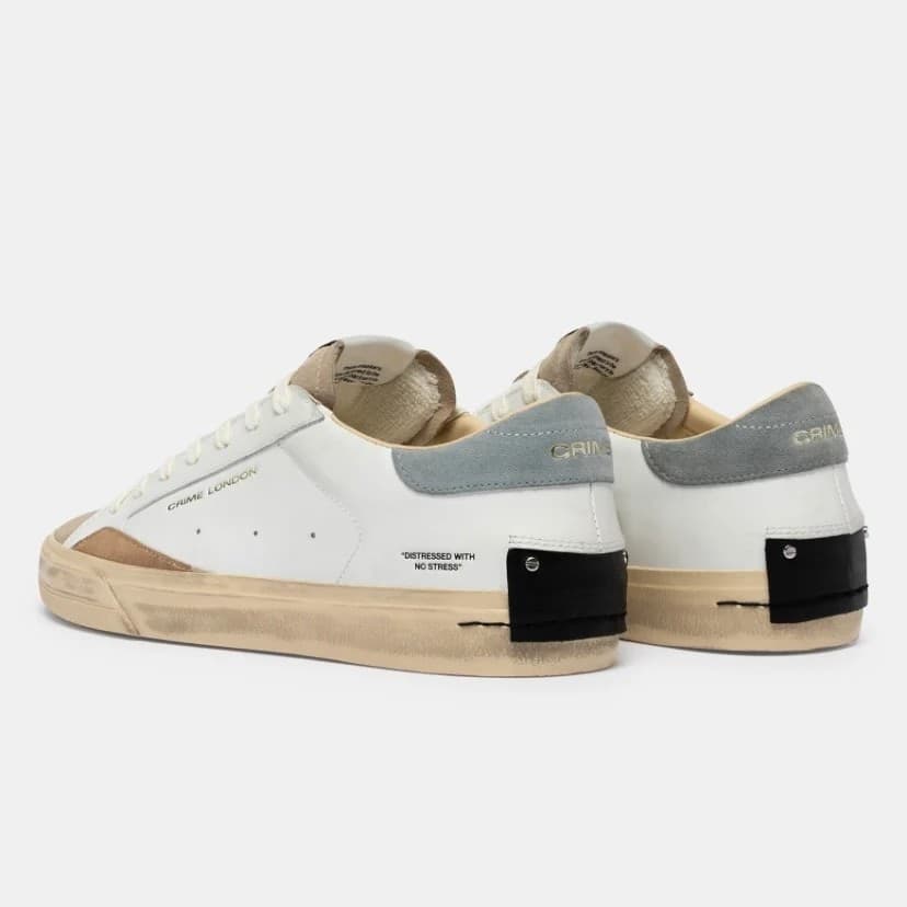 Crime London  Sneakers Uomo in Pelle Bianca con Dettagli Vintage - 19050PP8-10 - 2