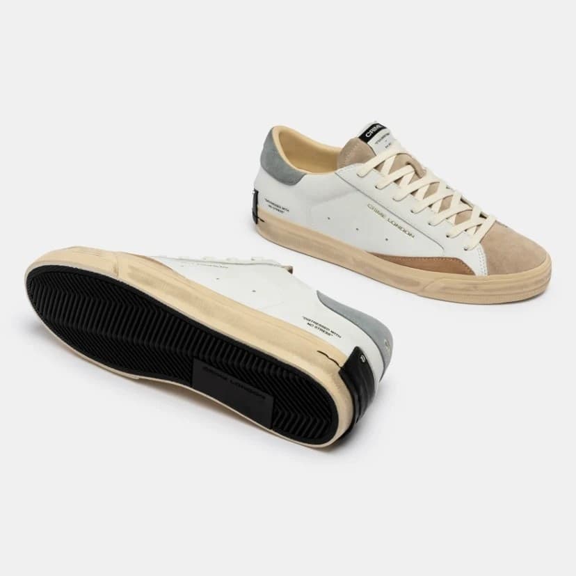Crime London  Sneakers Uomo in Pelle Bianca con Dettagli Vintage - 19050PP8-10 - 3