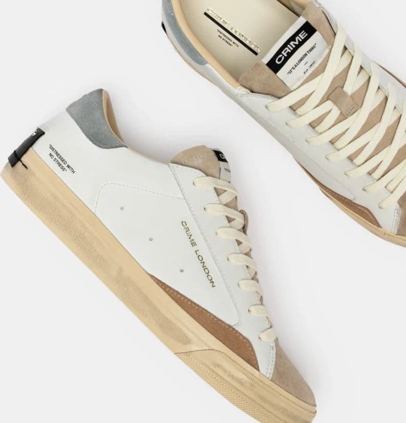 Crime London  Sneakers Uomo in Pelle Bianca con Dettagli Vintage - 19050PP8-10 - 4