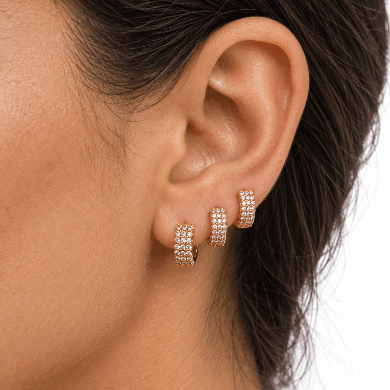 Alba Bijoux – Orecchini Set di Cerchietti Pavé - 3