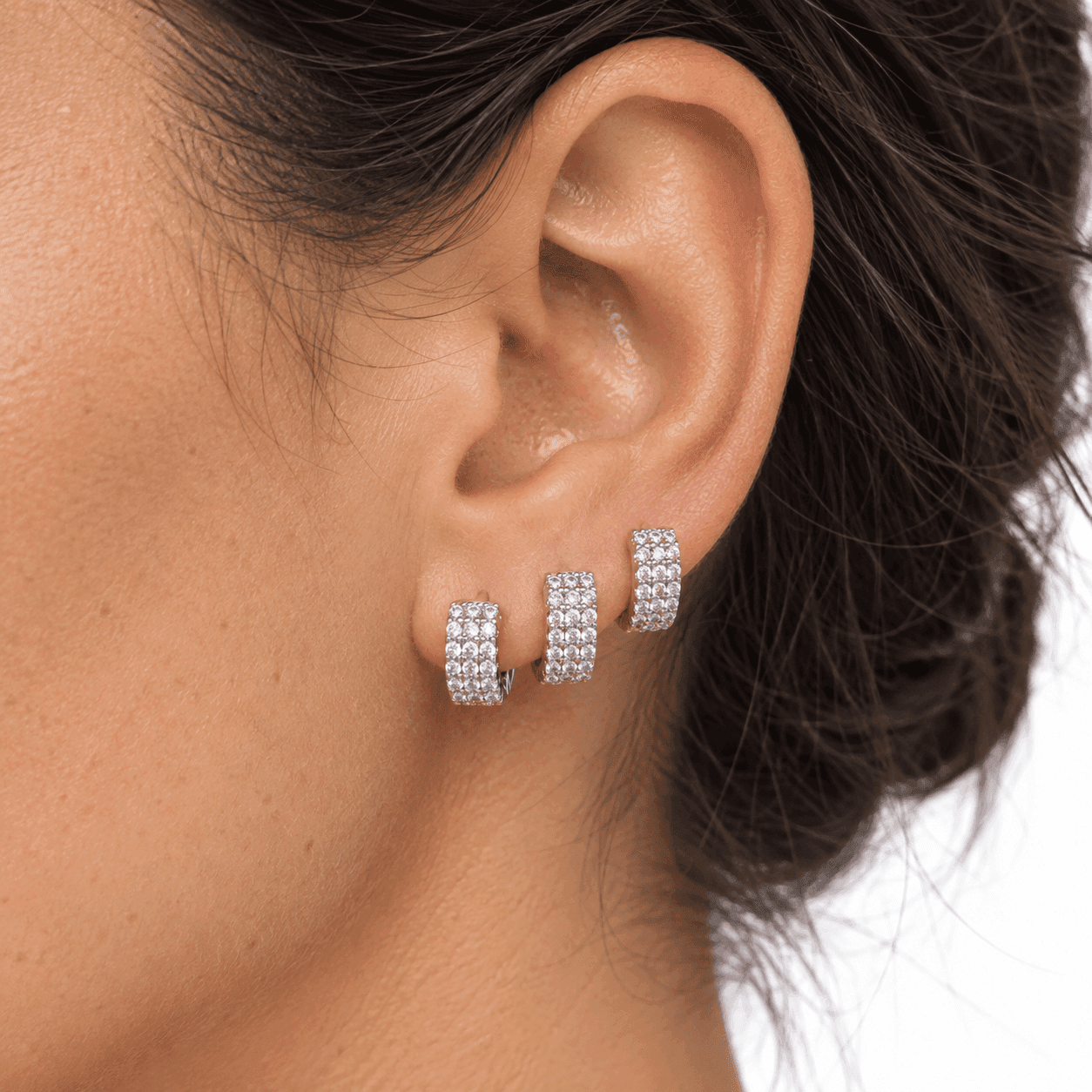 Alba Bijoux – Orecchini Set di Cerchietti Pavé - 4