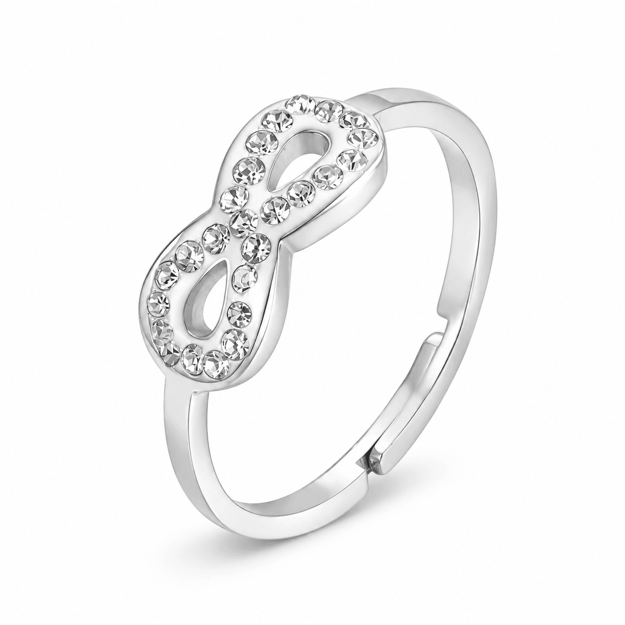LUCA BARRA  - ANELLO DONNA IN ACCIAIO CON INFINITO E CRISTALLI BIANCHI - 5