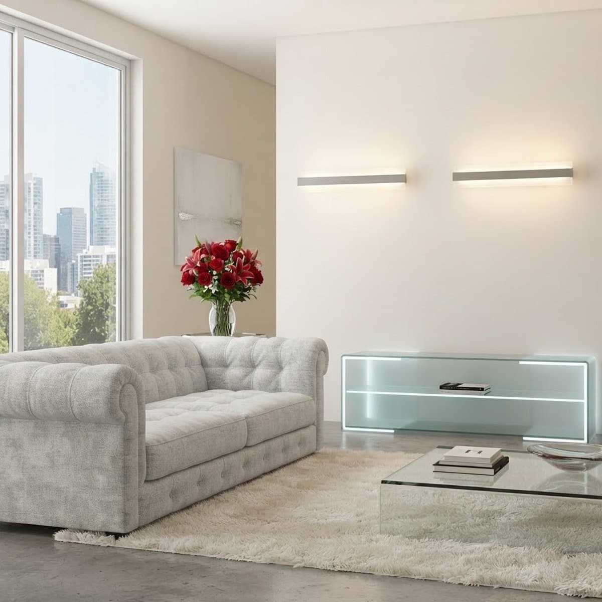 Applique moderna Promoluce DOUP A106 TO LED CCT 3717LM metallo tortora e metacrilato biemissione - 3