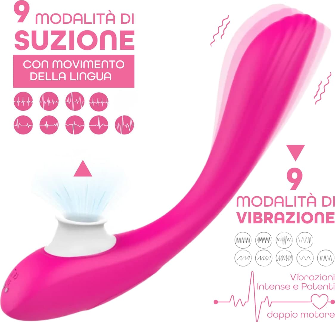 Vibratore Multifunzione con Succhia Lecca Clitoride e Punto G Squirt One Sex Toy - 3