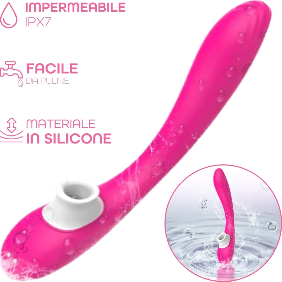 Vibratore Multifunzione con Succhia Lecca Clitoride e Punto G Squirt One Sex Toy - 8