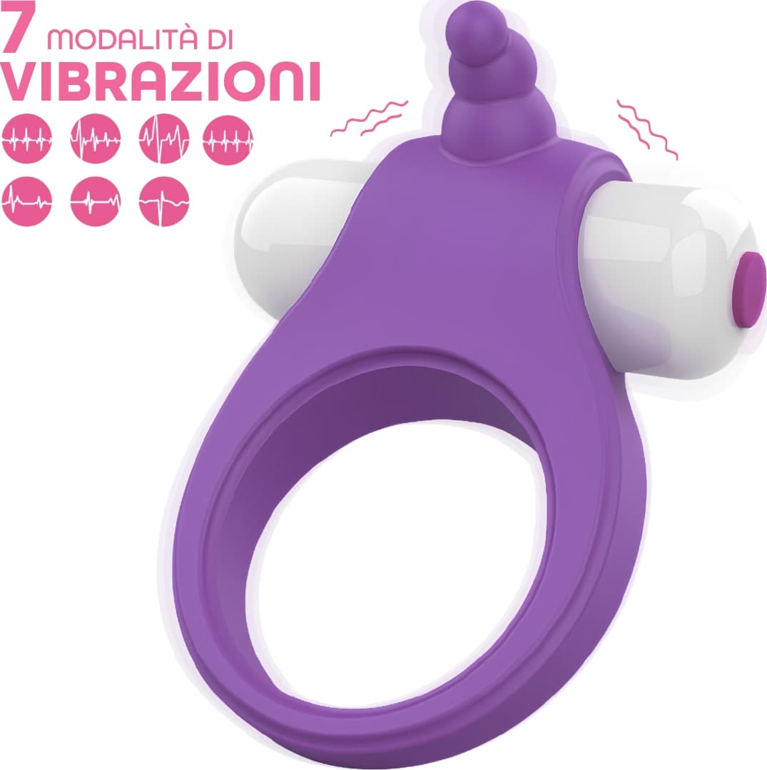 Anello Vibrante per il Pene con Stimolatore Clitorideo 7 Vibrazioni Sex Toy Uomo - 3