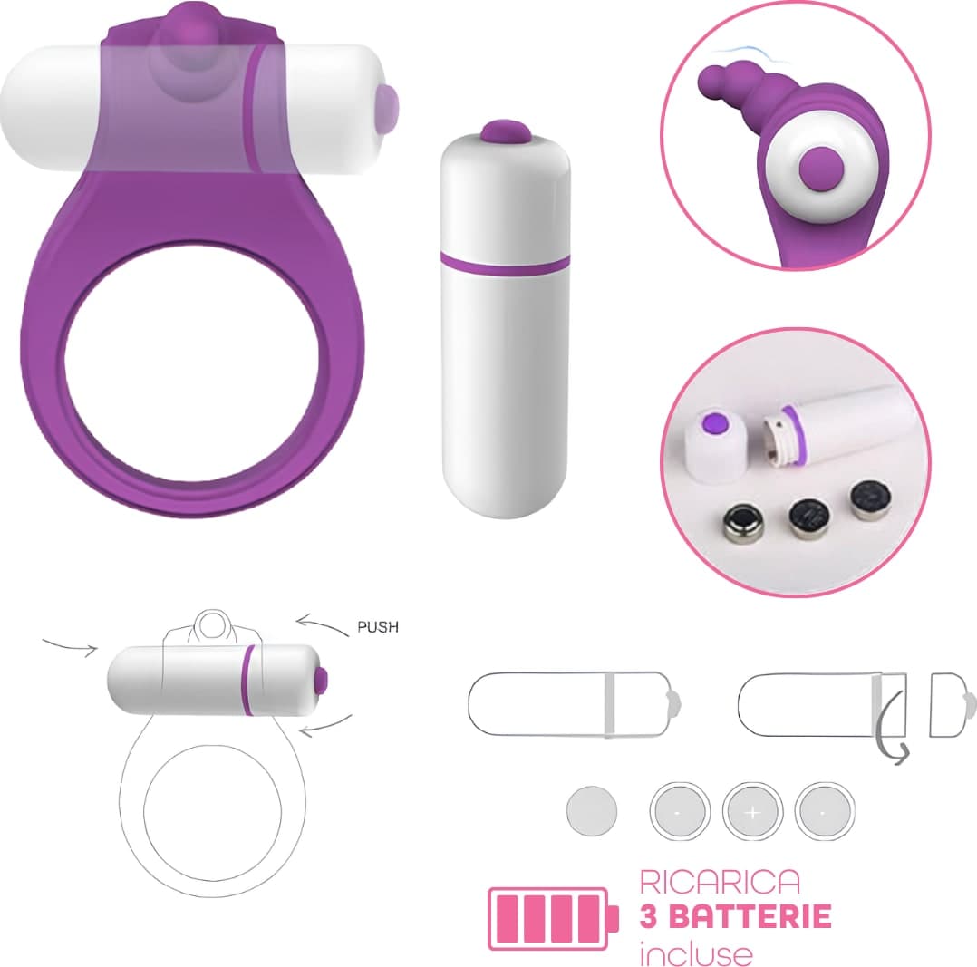 Anello Vibrante per il Pene con Stimolatore Clitorideo 7 Vibrazioni Sex Toy Uomo - 5