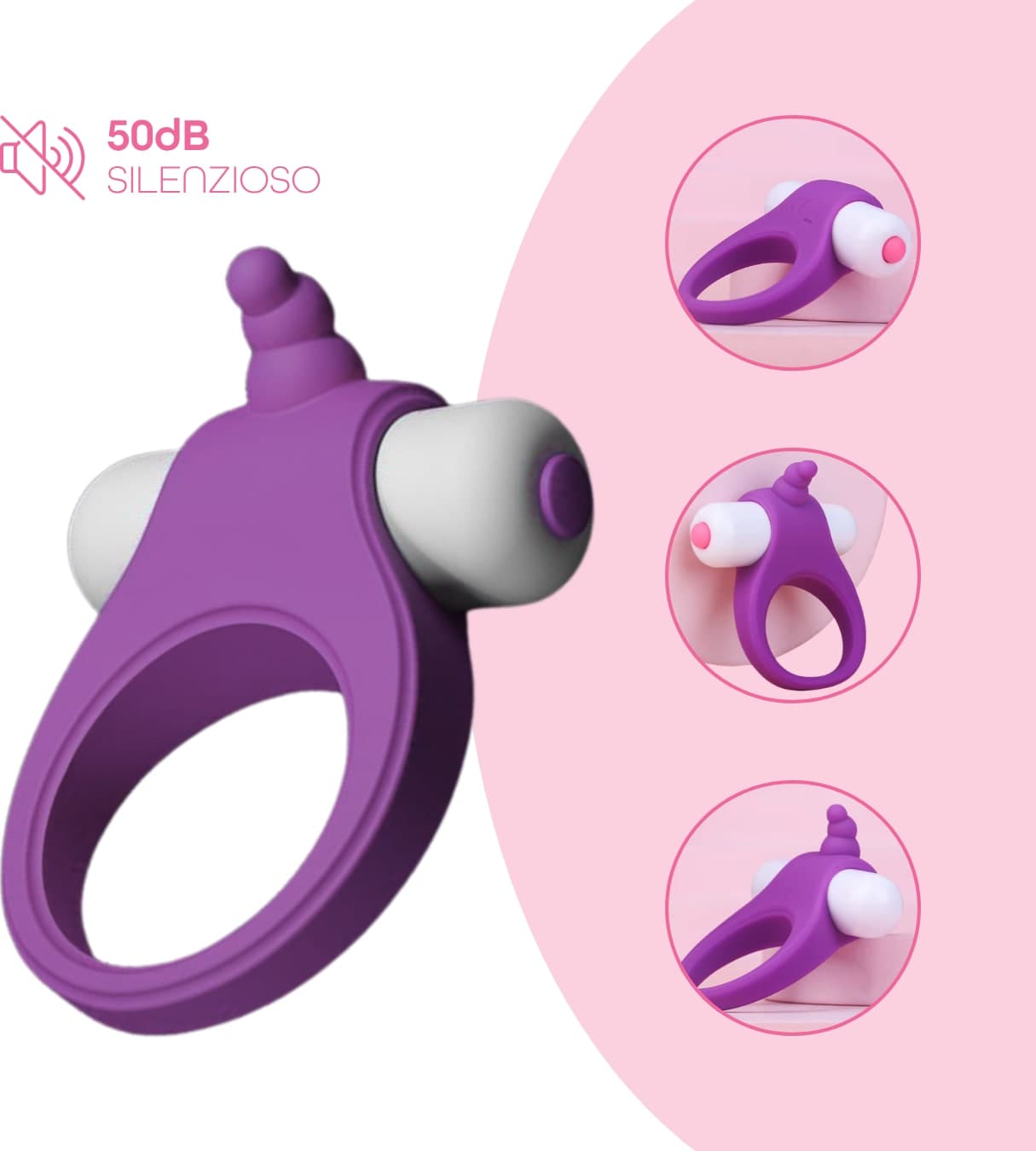Anello Vibrante per il Pene con Stimolatore Clitorideo 7 Vibrazioni Sex Toy Uomo - 8