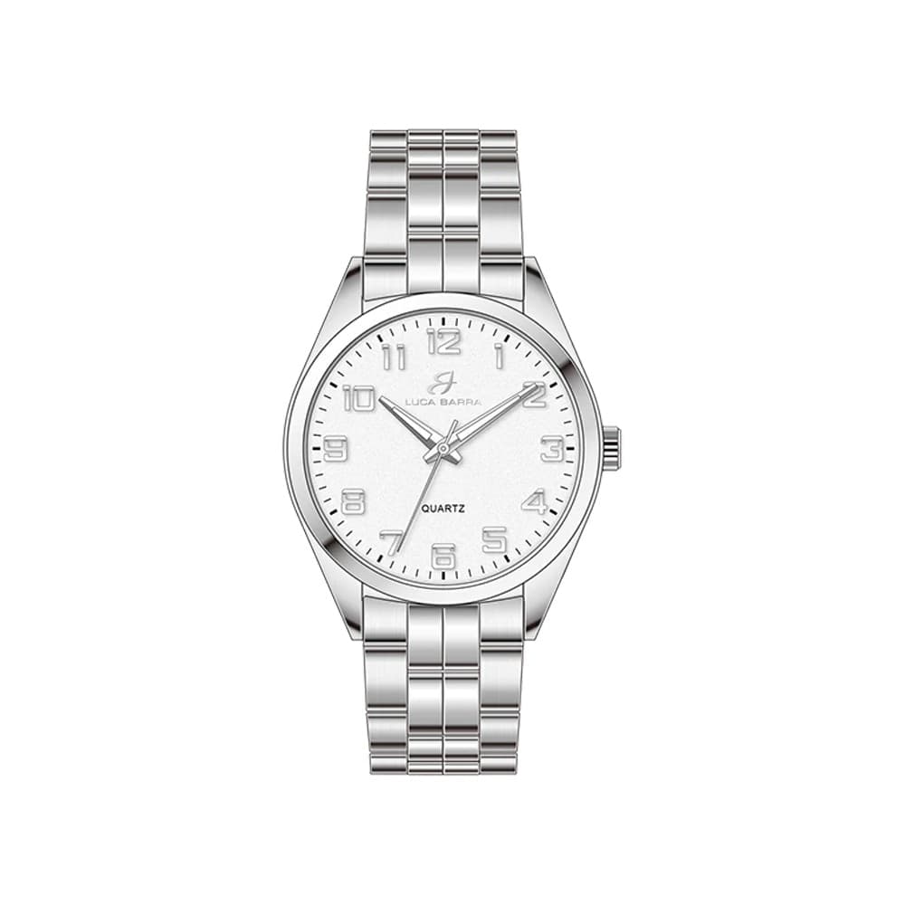 LUCA BARRA  -  OROLOGIO UOMO IN ACCIAIO QUADRANTE BIANCO