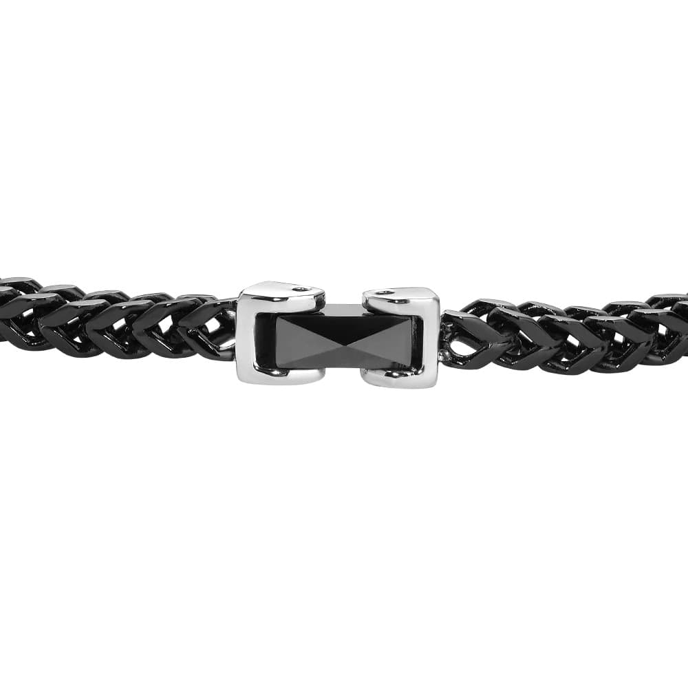 LUCA BARRA  -  BRACCIALE UOMO IN ACCIAIO IP NERO CON ELEMENTO CENTRALE IN CERAMICA NERA - 2