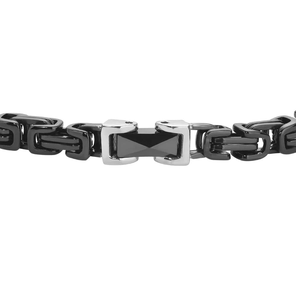 LUCA BARRA  -  BRACCIALE UOMO IN ACCIAIO IP NERO CON ELEMENTO CENTRALE IN CERAMICA NERA - 2