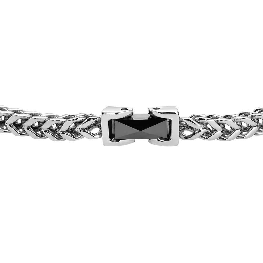 LUCA BARRA  -  BRACCIALE UOMO IN ACCIAIO CON ELEMENTO CENTRALE IN CERAMICA NERA - 2