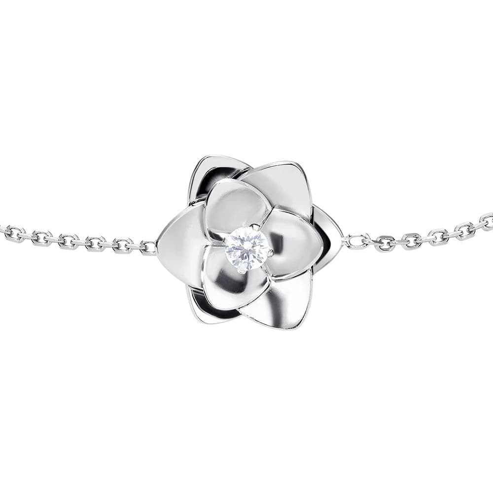 LUCA BARRA   -   BRACCIALE DONNA IN ACCIAIO, FIORE ED ELEMENTI CON ZIRCONI BIANCHI - 2