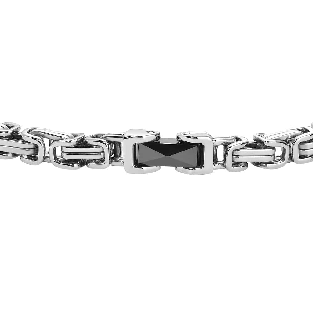 LUCA BARRA  -  BRACCIALE UOMO IN ACCIAIO CON ELEMENTO CENTRALE IN CERAMICA NERA - 2