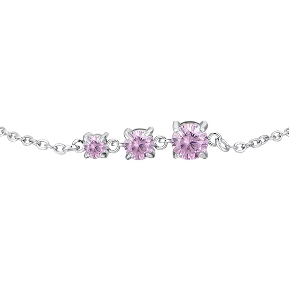 LUCA BARRA   -   BRACCIALE DONNA IN ACCIAIO CON ZIRCONI ROSA - 2