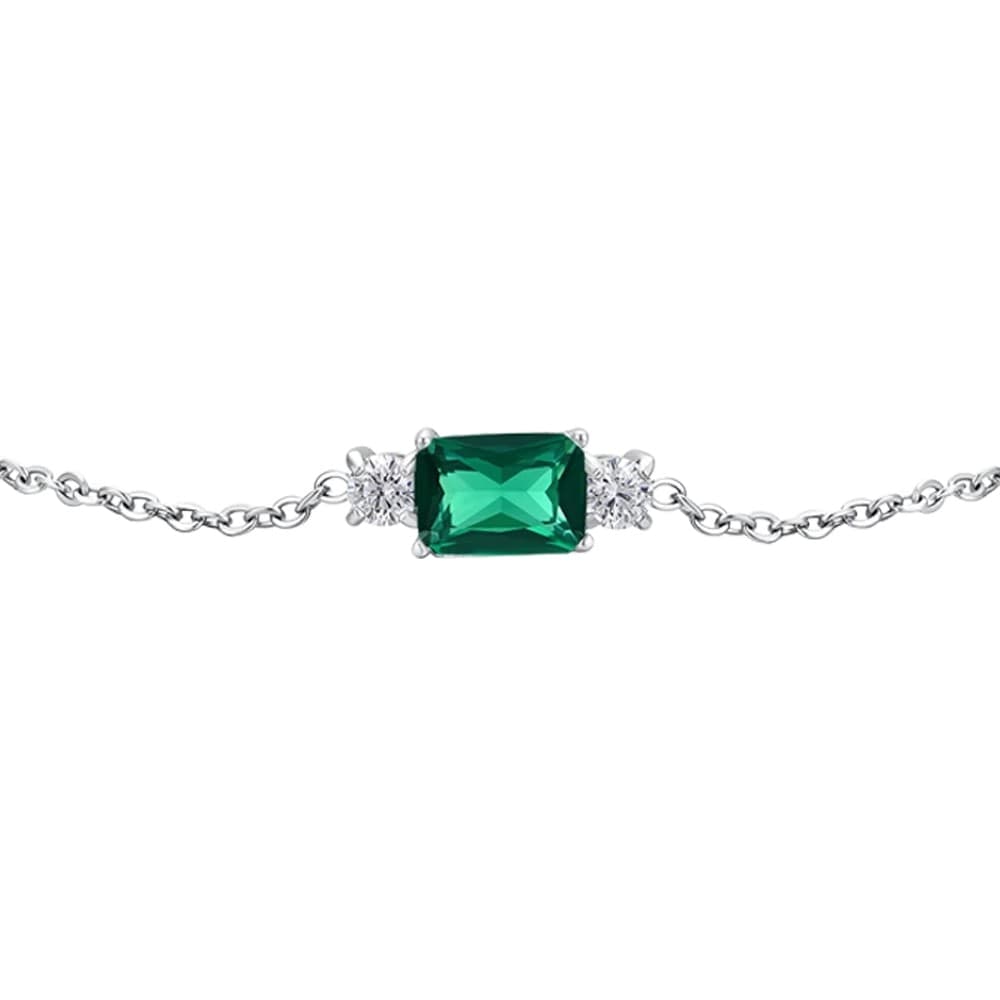 LUCA BARRA   -   BRACCIALE DONNA IN ACCIAIO CON ZIRCONI VERDE E BIANCHI - 2