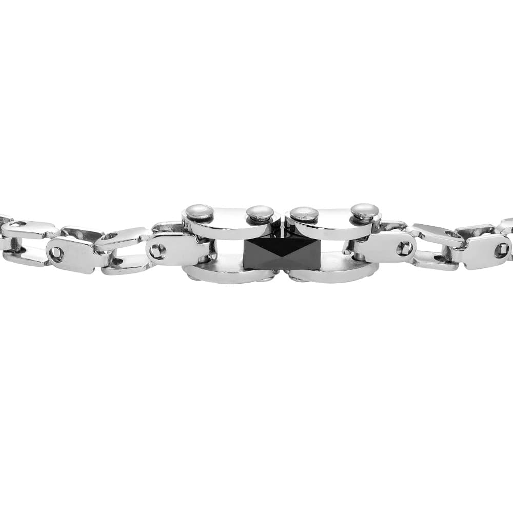 LUCA BARRA  -  BRACCIALE UOMO IN ACCIAIO IP NERO CON ELEMENTO CENTRALE IN CERAMICA NERA - 2