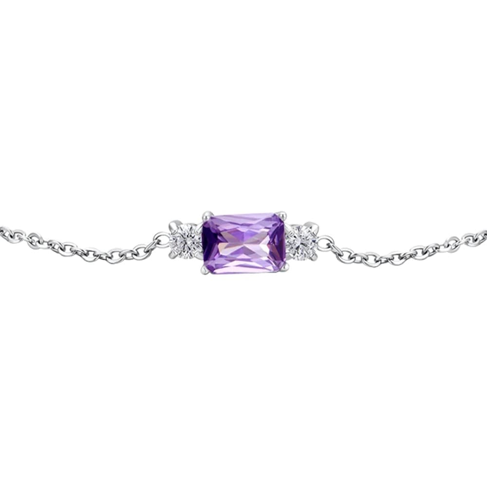 LUCA BARRA   -   BRACCIALE DONNA IN ACCIAIO CON ZIRCONI VIOLA E BIANCHI - 2