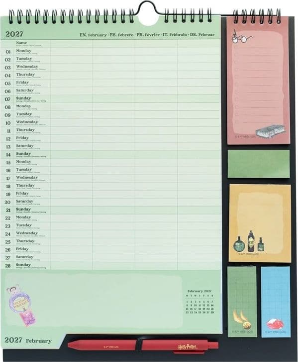 Harry Potter - Calendario da parete / Agenda mensile 2026/2027 (30 x 34 cm) - 2