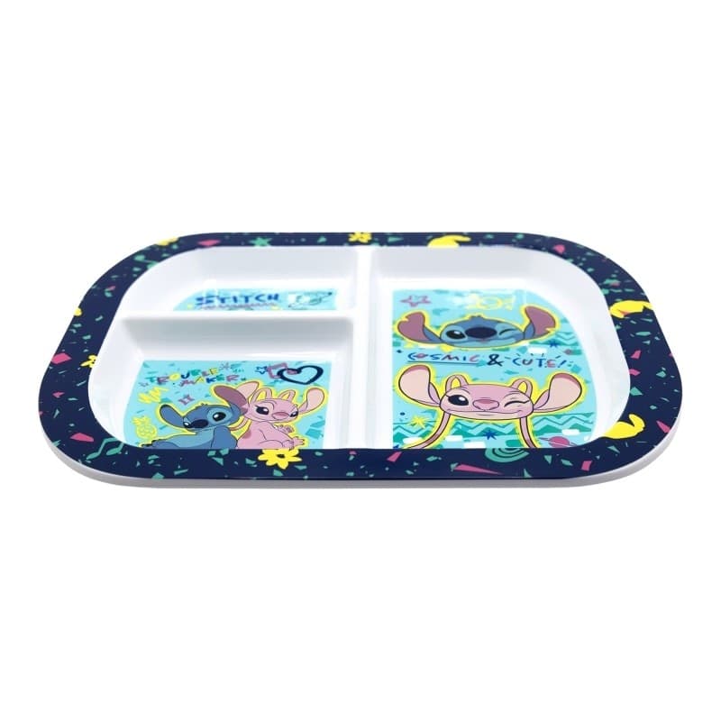 Disney Stitch - Piatto per bambini con scomparti adatto al microonde della collezione Stitch & Angel (19,5 x 22 cm) - 3