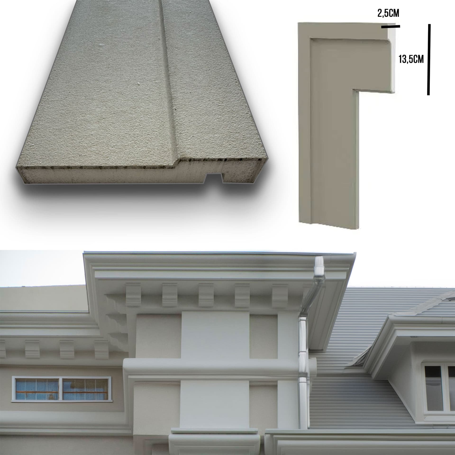 €8,99ml *** STOCK ***. Pacco da 12ml di cornice decorativa in XPS Resinata per esterno 13,5x2,5x200cm PD150