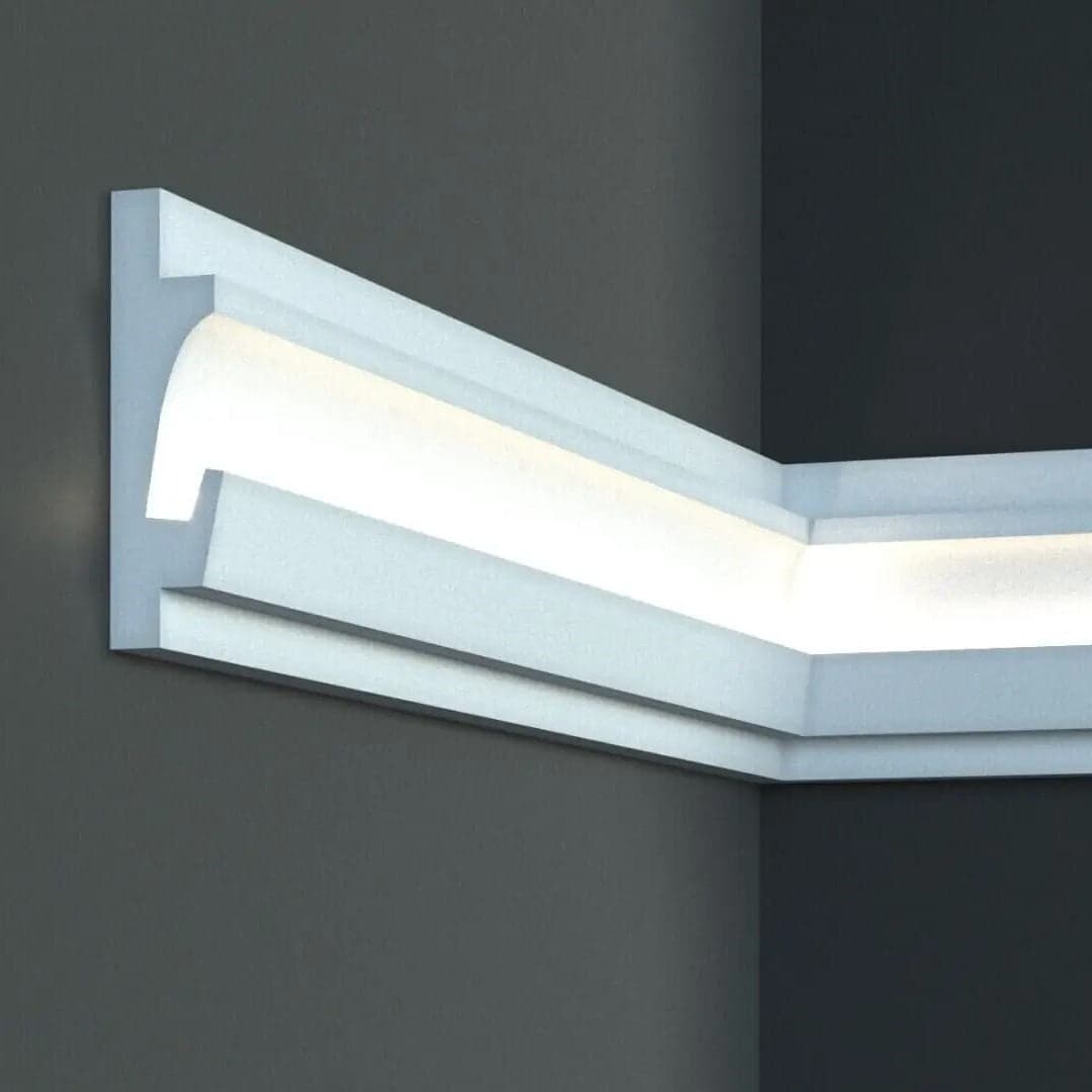 €9,99 a barra *** STOCK *** Pacco da 24 barre di cornice XPS  Con alloggio LED 125X35x1150 KD401