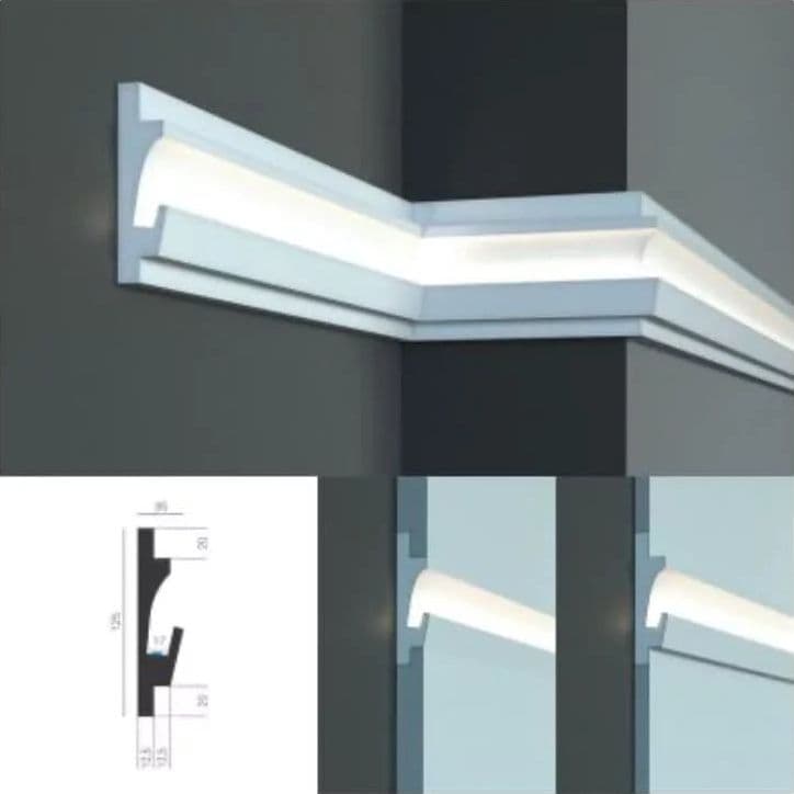 €9,99 a barra *** STOCK *** Pacco da 24 barre di cornice XPS  Con alloggio LED 125X35x1150 KD401 - 7