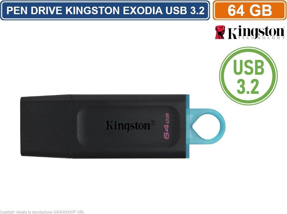 PEN DRIVE KINGSTON DTX/64GB USB 3.2 DATA TRAVELER 64GB PENNETTA CHIAVETTA - 2