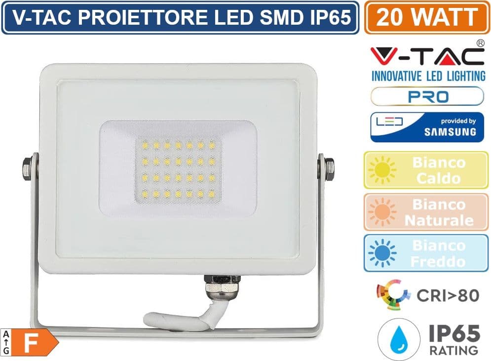 V-TAC PRO VT-20 FARO LED SMD 20W ULTRASOTTILE CHIP SAMSUNG DA ESTERNO COLORE BIANCO - SKU 442 / 443 / 444 - 2
