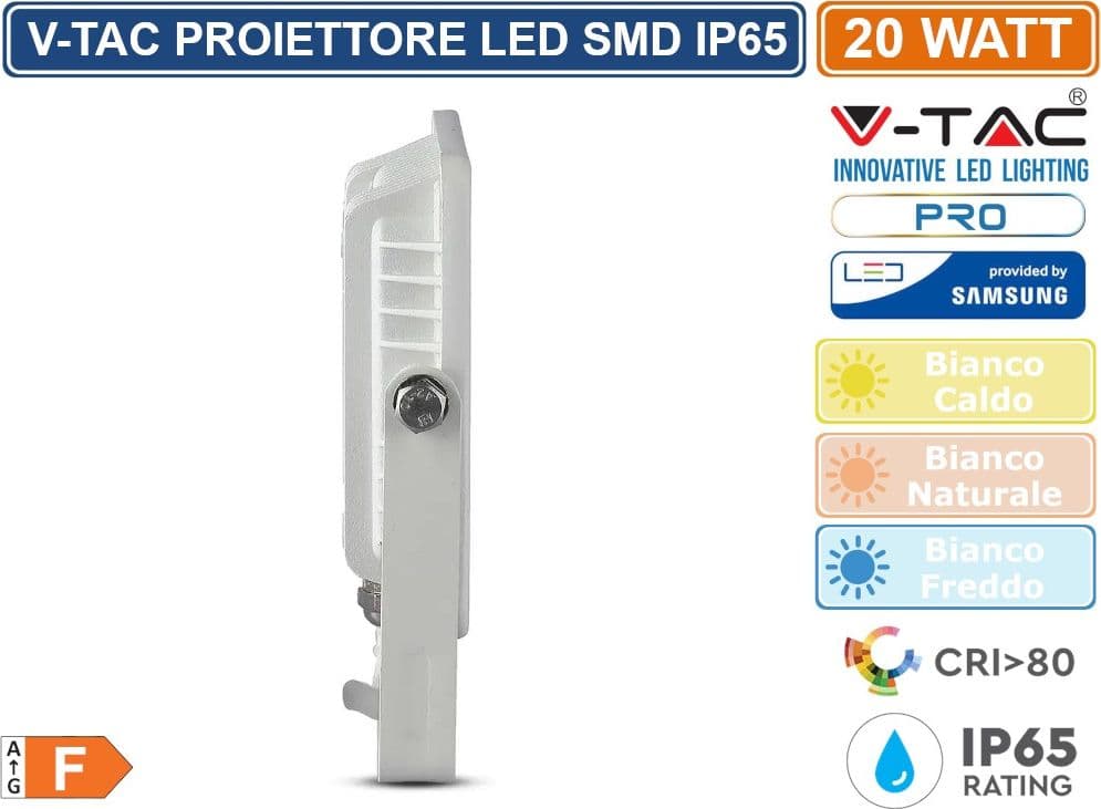 V-TAC PRO VT-20 FARO LED SMD 20W ULTRASOTTILE CHIP SAMSUNG DA ESTERNO COLORE BIANCO - SKU 442 / 443 / 444 - 5
