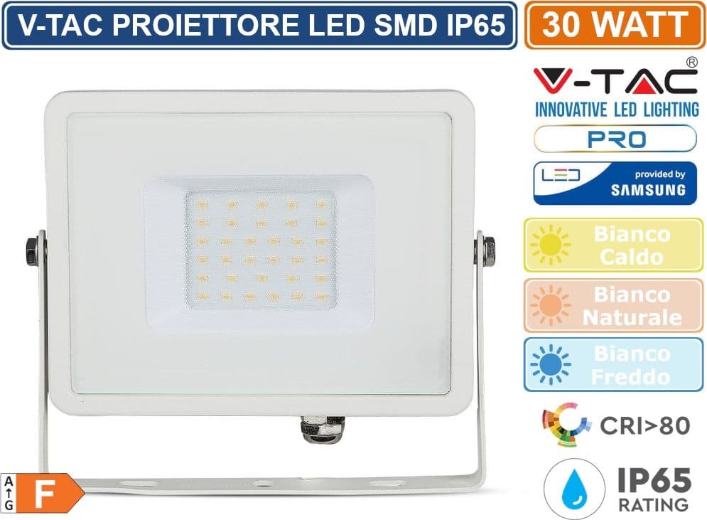 V-TAC PRO VT-30 FARO LED SMD 30W ULTRASOTTILE CHIP SAMSUNG DA ESTERNO COLORE BIANCO - SKU 403 / 404 / 405 - 2